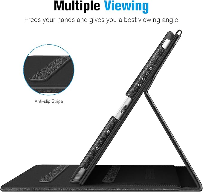 Fintie Case for iPad Pro 9.7 Inch 2016 Release Tablet- [Corner Protection] Multi-Angle Viewing Folio Smart Stand Back Cover with Pocket, Pencil Holder, Auto Wake/Sleep, Black
