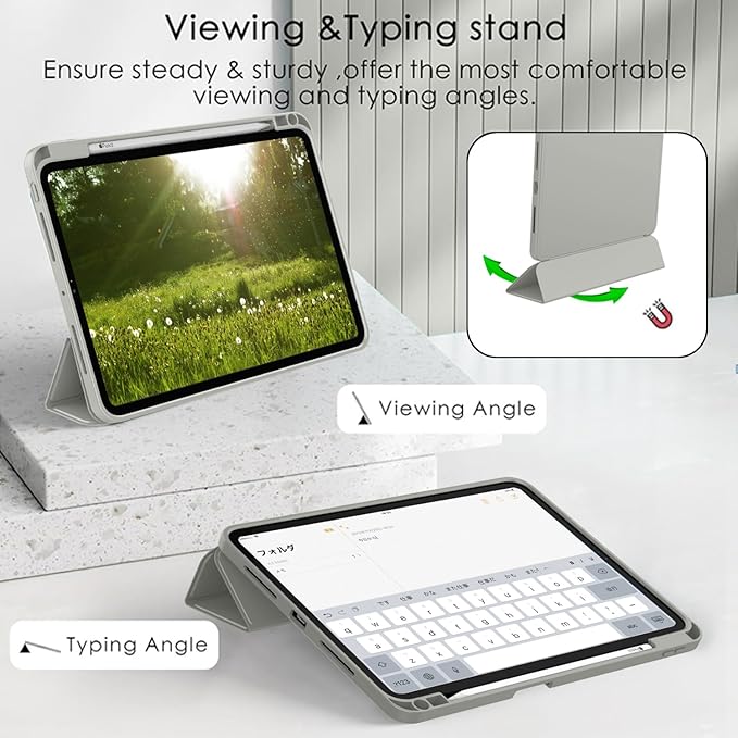 ZryXal iPad Pro 11 Inch Case (M5) 2025/ (M4) 2024 (Model: A2836/A2837/A3006), Trifold Stand Smart Cover with Pencil Holder and Soft TPU Back, Auto Wake/Sleep (Smoky Gray)