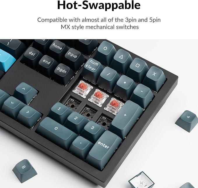 Keychron Q6 Pro Full Aluminum QMK/VIA Programmable Knob Bluetooth Custom Mechanical Keyboard, Full-Size KSA Double-Shot PBT Keycap Hot-Swappable K Pro Silent Red Switch for Mac Windows Linux - Black