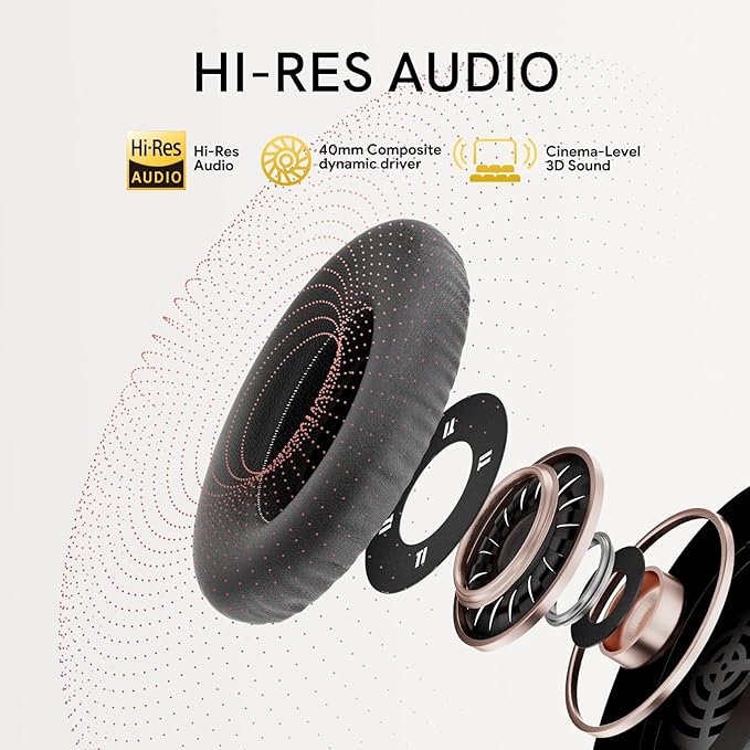 QCY H3 ANC Bluetooth Headphones Over Ear, Active Noise Cancelling Bluetooth 5.4 Headphones with Microphones, Hi-Res Audio Sound, Multipoint Connection, 60H Playback, Custom EQ via App(Black)