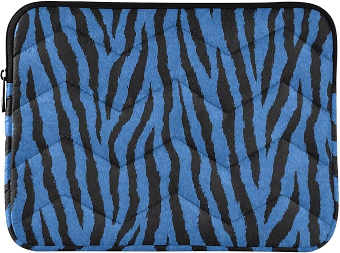 Laptop Case Sleeve, Blue Tiger Black Animal Print Shockproof Protective Computer Carrying Cover, Briefcase Handbags 15-16 inch Laptop Sleeve Bag