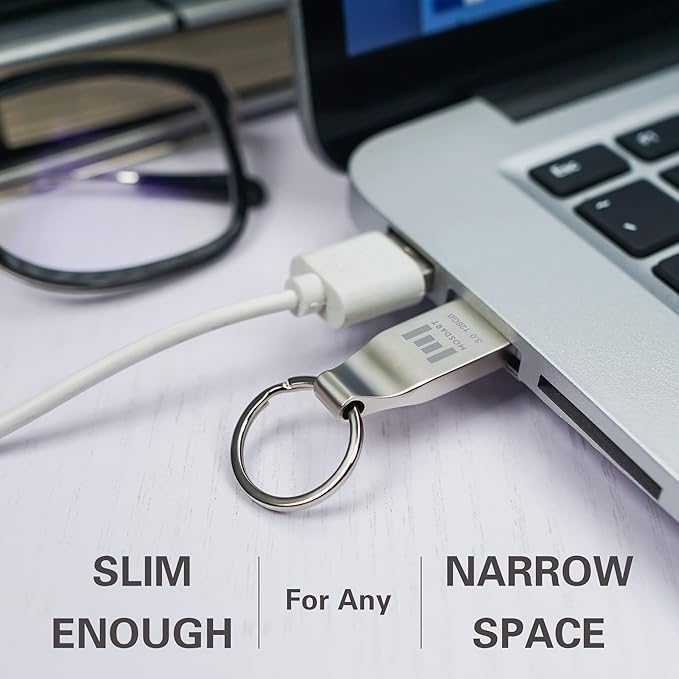 MOSDART 128GB Waterproof USB3.0 Flash Drive, Speed Up to 90MB/S, exFAT Metal Memory Stick with Keychain, for System Back, Data Storage, Silver