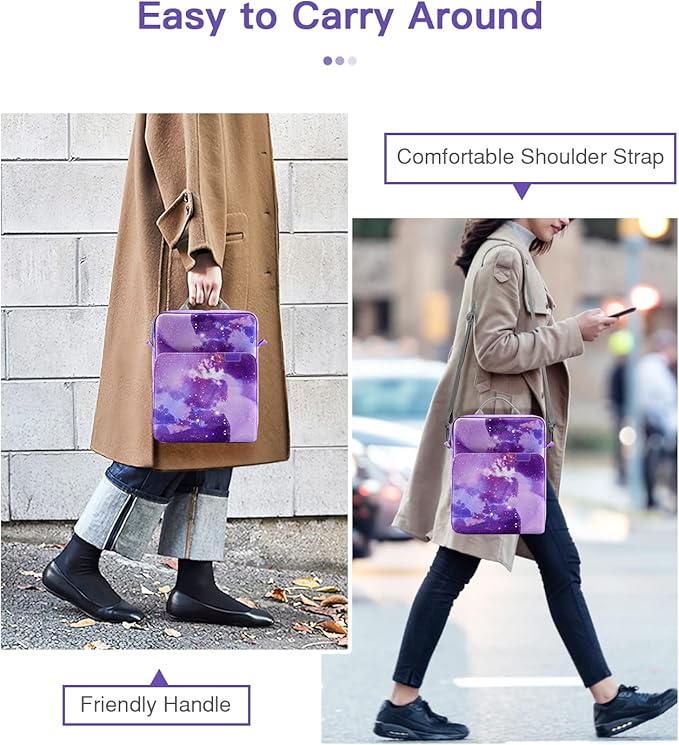MoKo 15 Inch Laptop Sleeve Bag Fits New Mac Air 15" M5 2026, Mac Pro 14" M5/M5 Pro/M5 Max 2026, Galaxy Tab S9 Utra 14.6" 2023, Handle Carrying Case with Shoulder Strap, Purple Starry Sky