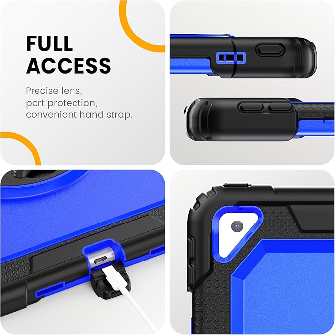 Timecity for iPad Air 3/ Pro 10.5 Inch Case, 360° Rotating Stand, Pencil Holder, Shockproof with Screen Protector & Shoulder Strap - Heavy Duty Protection Case for iPad Air 3rd Gen - Drak Blue