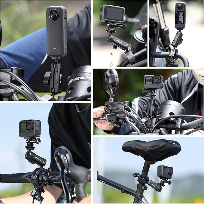 ULANZI Goquick Bicycle Bracket for Action Camera 360°Motorcycle Camera Mount for Bike Holder Handlebar Mount w Adpter for Hero Action Cameras Φ8~35mm