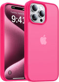 for iPhone 15 Pro Max Case, [Military-Grade Drop Protection][Anti-Yellowing] Shockproof Protective Translucent Matte Cover for iPhone 15 Pro Max Phone Case,Hot Pink