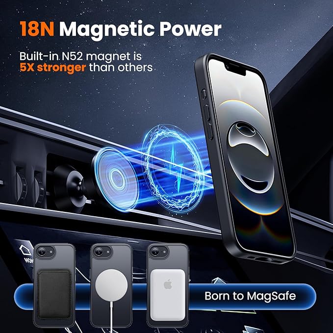toushion 3 in 1 for iPhone 16E Case/iPhone 17E Case, Screen Protector*2,Matte Skin Feeling Back Cover Military-Grade Protection for iPhone 16e & 17e Case 6.1 inch Matte Black