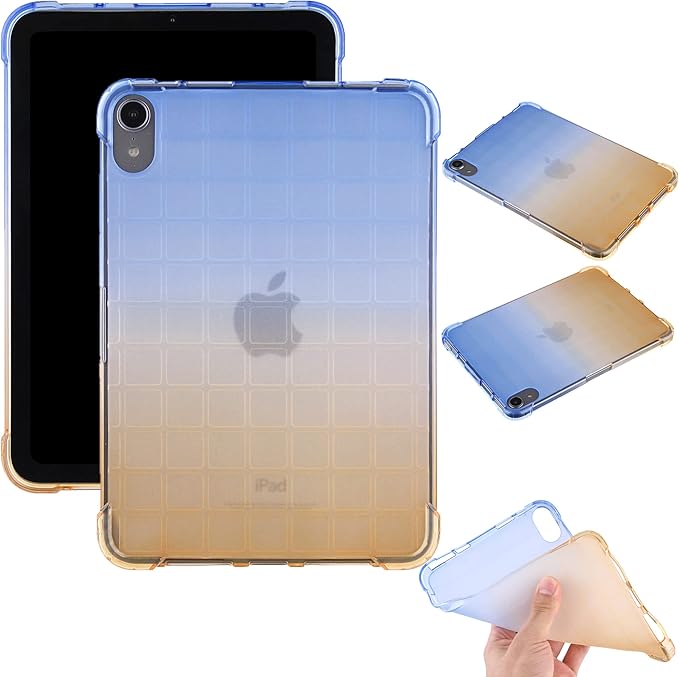 for iPad (A16) 11th Generation 11" 2025 & iPad 10th Generation Case 10.9 inch 2022, Lightweight Thin Translucent Soft TPU Back Shockproof Matte Clear Silicone Gradient Shell, Blue & Yellow