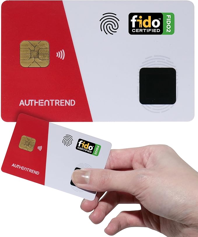 ATKey.Card NFC Fingerprint Security Key – Passwordless FIDO2 Login, Multi-Factor Authentication, Tap to Login for Windows, Mac, iPhone – Works as Digital Business Card