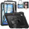 HXCASEAC Rugged Case for iPad Air 11 inch M4 M3 M2 (2026 2025 2024), Heavy Duty Protective Design with Pencil Holder, Screen Protector, Rotating Stand, Hand Strap, for iPad Air 11 Hard Case (Black)