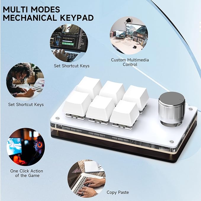 SIKAI CASE Programmable Macro Keyboard, 6 Key Mechanical Gaming Keypad, Custom Knob KeyPad, Hot swappable Switch Gaming Keyboard, Wired programmable keypad with Drawing Programming Video