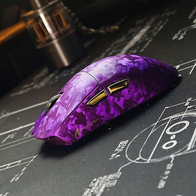ATTACK SHARK X11 Ultra 8K Carbon Fiber Wireless Gaming Mouse with 42000 DPI-PAW3950 MAX Sensor-63g Lightweight,Nordic 54L15 MCU Chip,Wired/BT/2.4Ghz,100 Million Clicks,Programmable for PC Mac(Purple)