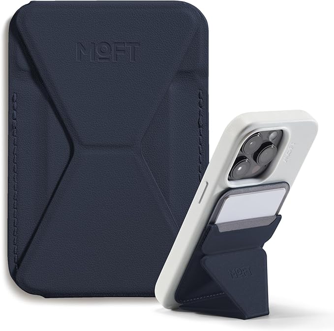 MOFT Magnetic Wallet Stand Compatible with iPhone 17/16/15/14/13/12 Series, Angle Adjustment & Magsafe Compatible MOVAS Phone Stand,Navy Blue