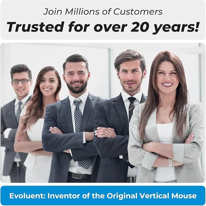 Evoluent – Inventor of The Vertical Mouse – VMDLW Ergonomic Vertical Mouse Right Hand Large USB Wireless, Sculpted for Comfort, Reduces Wrist Strain, 4 Speeds, 6 Customizable Buttons in Windows