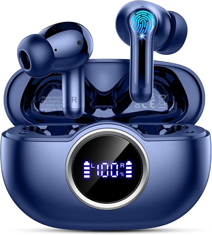 Wireless Earbuds, Bluetooth 5.4 Headphone 3D Stereo Bass Ear Bud, 4 ENC Noise Cancelling Mic, 40+Hrs USB-C in-Ear Earphone, IP-X7 Waterproof Headset Sport Workout Gym for Laptop Pad Android iOS