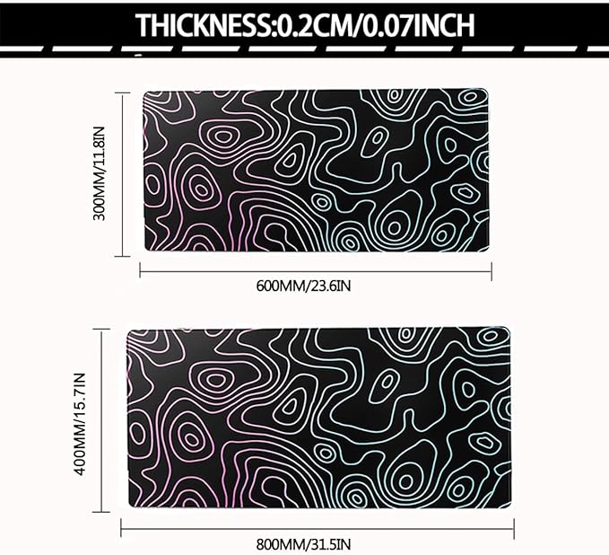 Rcege Large Mouse Pad for Desk - Gaming Mouse Pad with Stitched Edges, Anti-Slip Base for Keyboard and Mouse(Dazzle Black,23.6L x 11.8W inches)