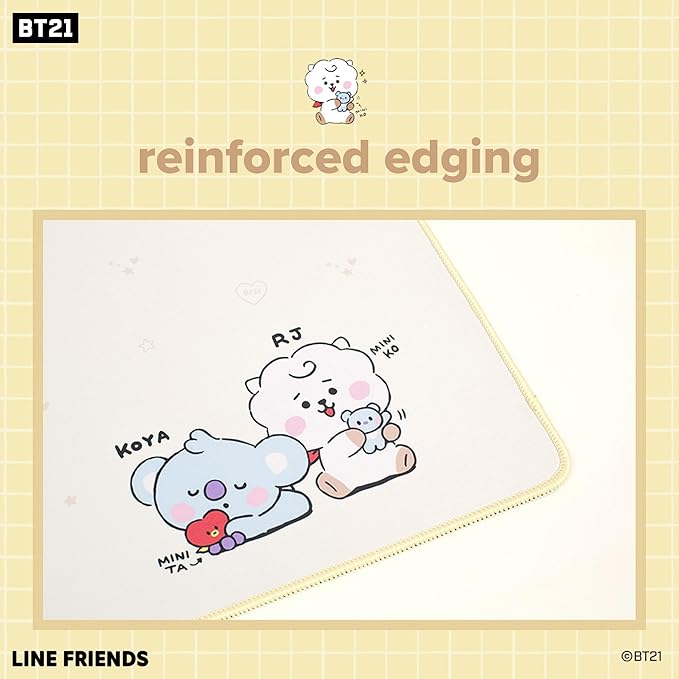 Hamee BT21 My Little Buddy Series Desk Mat [Laptop Computer Gaming Mouse Mat] [Large Office Accessories] [Cute Non-Slip Rubber Base Mouse Pad] [Desk Pad] Cooky CHIMMY SHOOKY MANG, 12" x 30"