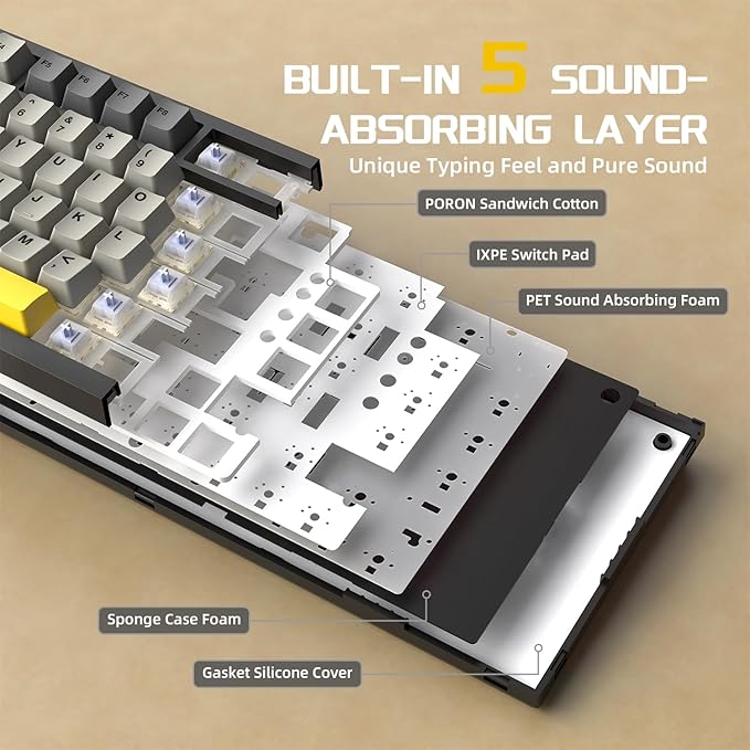 Attack Shark ajazz AK820 Pro Wireless Mechanical Gaming Keyboard TFT Display & Knob Hot Swappable Bluetooth 5.1/2.4G hz/Type-C Gasket-Mounted RGB Backlit Custom Keyboard for PC/Win(Black/Gift Switch)
