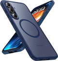 TOCOL Magnetic for Samsung Galaxy S24 FE Case, [15FT Military Grade Protection] [Compatible for Mag-Safe] Translucent Matte Hard Back for Galaxy S24 FE 6.7 Inch, Magnetic-Blue