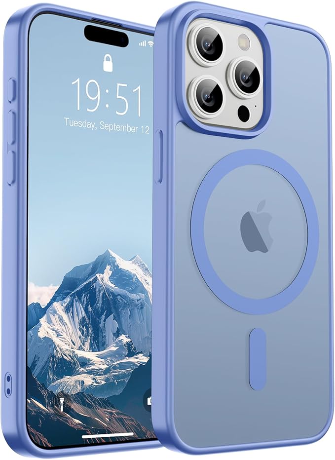 SUPFINE Magnetic for iPhone 15 Pro Case (Compatible with MagSafe) (Military Grade Drop Protection) Translucent Matte Shockproof with Anti-Fingerprint Phone Case,Blue Purple