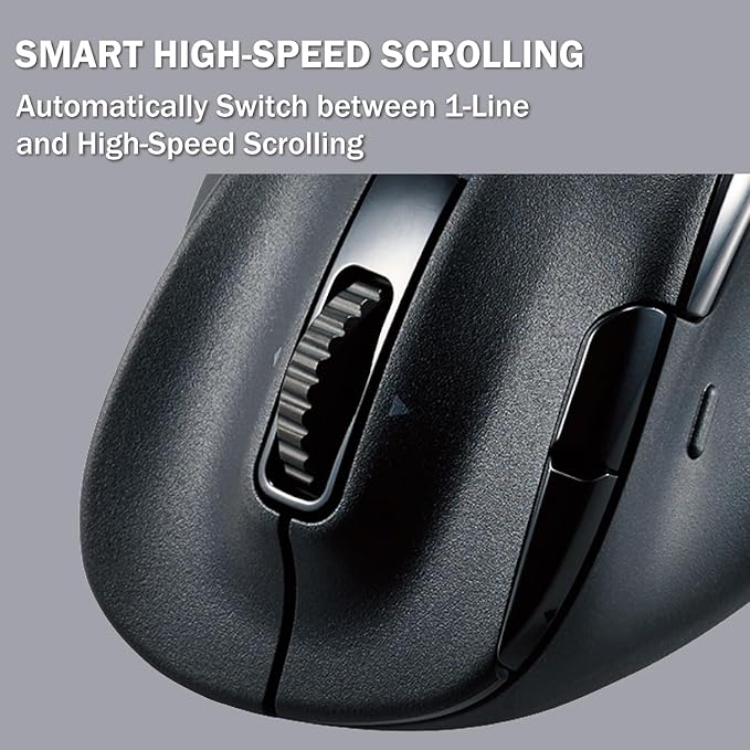 ELECOM EX-G PRO Ergonomic Mouse, Multi-Device Bluetooth or Wireless USB, Silent Click 8 Button, 1000/2000 DPI, Rechargeable, High-Speed Scroll Tilt, for Windows, macOS, Laptop, PC, Tablet (Large)