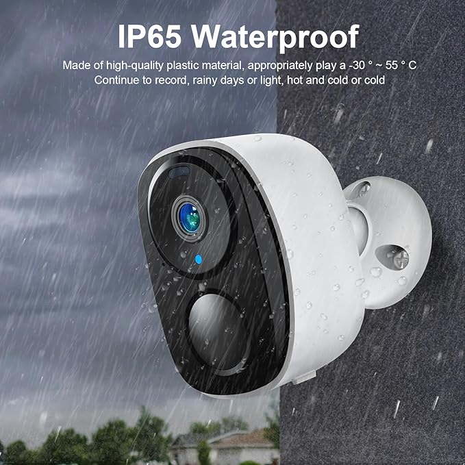 EVERSECU 2K 3MP Outdoor Wireless Security Camera Support Pairing Via Bluetooth, Rechargeable Battery-Powered WiFi Home CCTV Bullet Camera, Spotlight, PIR Motion Detection, 2-Way Audio (4pack)