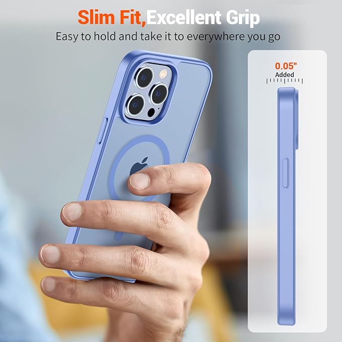 SUPFINE Magnetic for iPhone 13 Pro Case (Compatible with MagSafe) (Military Grade Drop Protection) Slim Translucent Matte Shockproof with Anti-Fingerprint Phone Case,Blue Purple