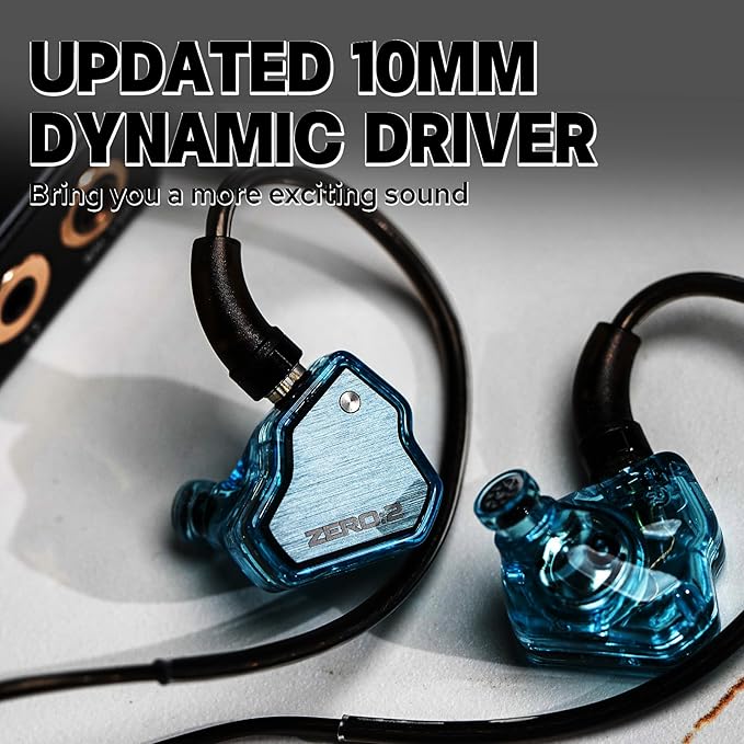 Linsoul 7Hz x Crinacle Zero:2 in Ear Monitor, Updated 10mm Dynamic Driver IEM, Wired Earbuds Earphones, Gaming Earbuds, with OFC IEM Cable for Musician (Blue, Typec MIC)