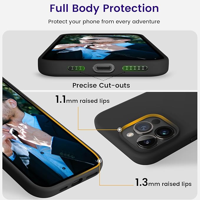 OTOFLY Designed for iPhone 14 Pro Max Case, Silicone Shockproof Slim Thin Phone Case for iPhone 14 Pro Max 6.7 inch (Black)
