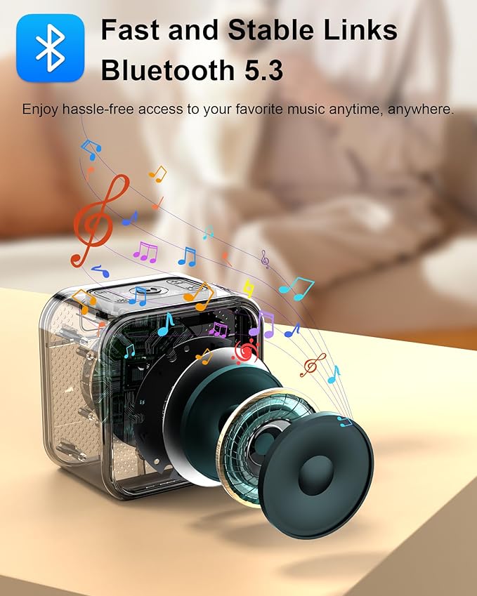 Portable Bluetooth Speaker, Wireless Speakers with LED Lights Built-in Mic Bluetooth 5.3, Portable Wireless Up to 10H Playtime, 8W Loud Sound Punchy Bass Small Speaker for Home/Party