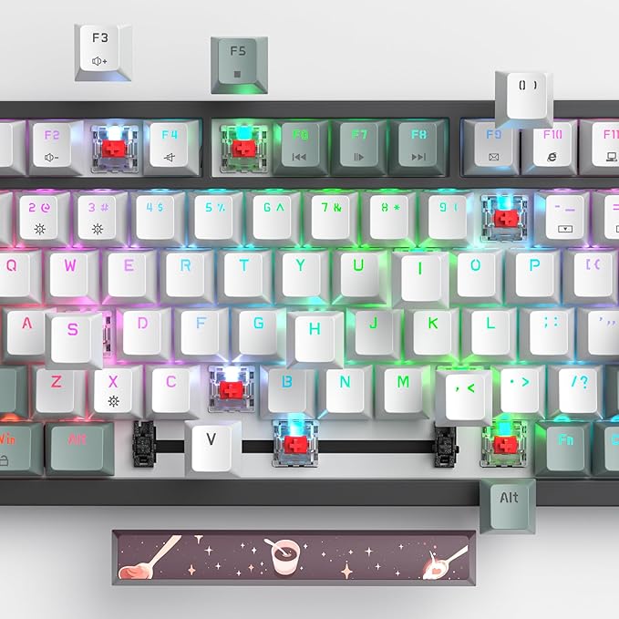 Mist 75% Wired Gaming Keyboard - Hot Swappable, Gasket Mount, Red Switch, RGB Backlit 82-Key TKL Mechanical Keyboard, NKRO for PC/Laptop Windows Gamers
