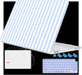 Case for 2026 MacBook Neo 13-inch Laptop with Liquid Retina Display, Release Model A3404, Sturdy Plastic Hard Shell Case + Keyboard Cover + Trackpad Film + Dust Plug, Blue & White Stripes