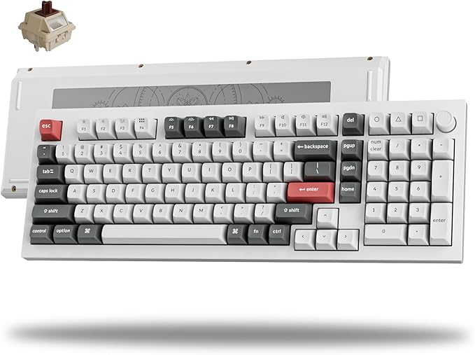 Keychron Q5 Ultra 8K Polling Rate Wireless Mechanical Keyboard 2.4 GHz & Bluetooth 660Hr Battery Aluminum ZMK Launcher with Hot-swappable Brown Switches PBT Keycaps for Mac Windows Linux - White