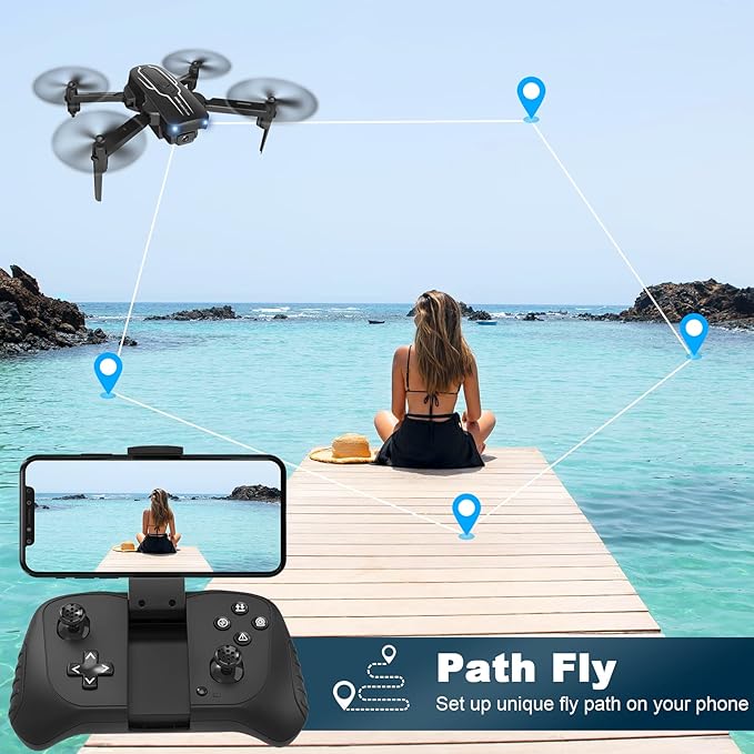 Mini Drone with Camera for Adults Kids - 1080P HD FPV Camera Drones with 90° Adjustable Lens, Gestures Selfie, One Key Start, 360° Flips, Toys Gifts RC Quadcopter for Boys Girls with 2 Batteries