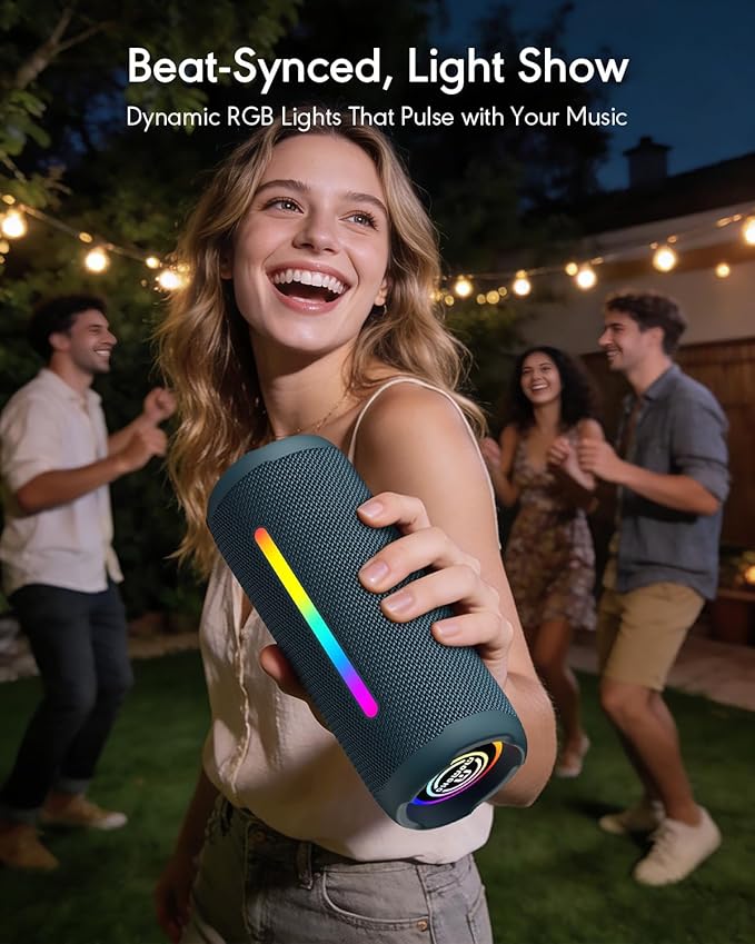 Portable Bluetooth Speaker, IPX7 Waterproof Wireless Speaker, 30W Loud Stereo Sound with Deep Bass, Bluetooth 5.4, EQ Mode for Home/Outdoor/Travel, Birthday Gifts for Adults Men Women Teen (Blue)