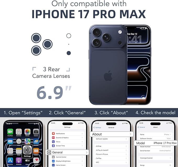 BERFY for iPhone 17 Pro Max Case, Compatible with MagSafe, Built-in Glass Screen Protector, Camera Protection, Shockproof Full Body Phone case 6.9", Translucent Blue
