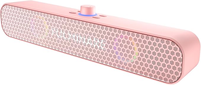 FULMINARE Bluetooth Speaker with 26W HD Sound, Portable Speaker Up to 30H Playtime, AUX&TF-Card&USB Input, LED Lights, Speakers Bluetooth 5.3 Wireless for Home/Party/Outdoor, Birthday Gift (Pink)