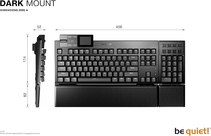 be quiet! Dark Mount Mechanical Keyboard | Linear | Hot-Swappable Lubricated Silent Switches | Detachable Numpad and Media Dock | Programmable ARGB Keys | Quality PBT Double Shot Keycaps | BT001US