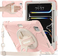 BRAECNstock Kids Case for Apple iPad Pro 11 inch M5 2025/ M4 2024, Shockproof Protective Case with Pencil Holder, 360° Rotating Hand Strap & Stand, Shoulder Strap for iPad Pro 11 M5/M4, Sakura Pink
