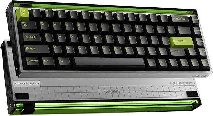 MelGeek MADE68 Ultra Wired Gaming Keyboard, Magnetic Keyboard with Hall Effect, 65% Compact Rapid Trigger, Hot-Swappable, RGB Snap Tap & Adjustable Actuation, Online HIVE Custom, Aluminum Case-Green
