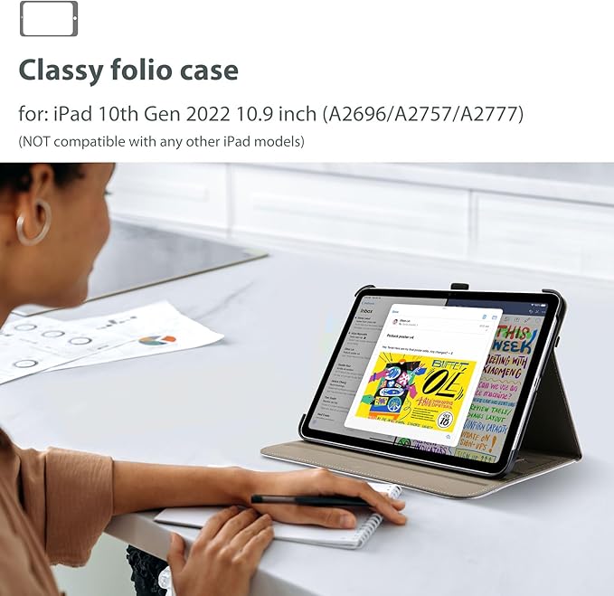 ProCase for iPad A16 11th Generation 11 Inch 2025/iPad 10th Generation Case 10.9 Inch 2022, iPad 11/10 PU Leather Case Business Stand Cover Smart Folio with Hand Strap Front Pocket Pen Loop -Purple