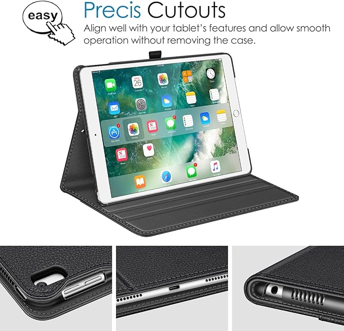 Fintie Case for iPad Air (3rd Gen) 10.5" 2019 / iPad Pro 10.5" 2017- [Sleek Shield] Premium PU Leather Slim Fit Multi Angle Stand Cover with Pocket, Pencil Holder, Auto Wake/Sleep (Black)
