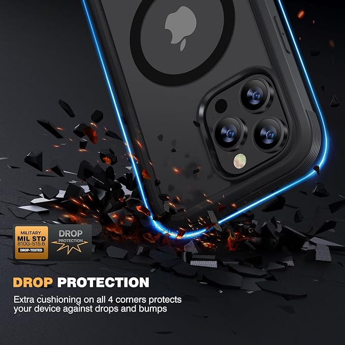 Diaclara Designed for iPhone 15 Pro Max Case, Full Body Rugged with Built-in Touch Sensitive Anti-Scratch Screen Protector, Soft TPU Bumper Case for iPhone 15 ProMax 6.7", Black