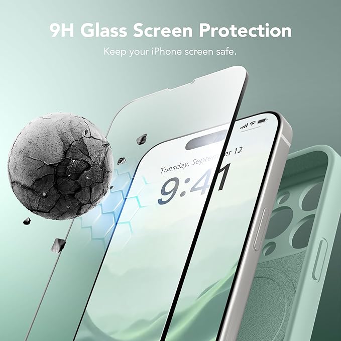 Magnetic for iPhone 13 Pro Case, Compatible with MagSafe, [Full Camera Protection][Screen Protector] Silicone Shockproof Protective Phone Case for iPhone 13 Pro 6.1", Mint
