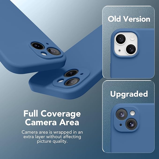 Magnetic for iPhone 14 Case, Compatible with MagSafe, [Full Camera Protection][Screen Protector] Silicone Shockproof Protective Phone Case for iPhone 14 6.1 inch, Lake Blue