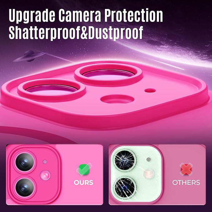 Symcele Designed for iPhone 12 Case, Compatible with MagSafe, with Privacy Screen Protectors X2, [Camera Protection] [15FT Military Drop Protection] Shockproof Phone Case, 6.1", Hot Pink