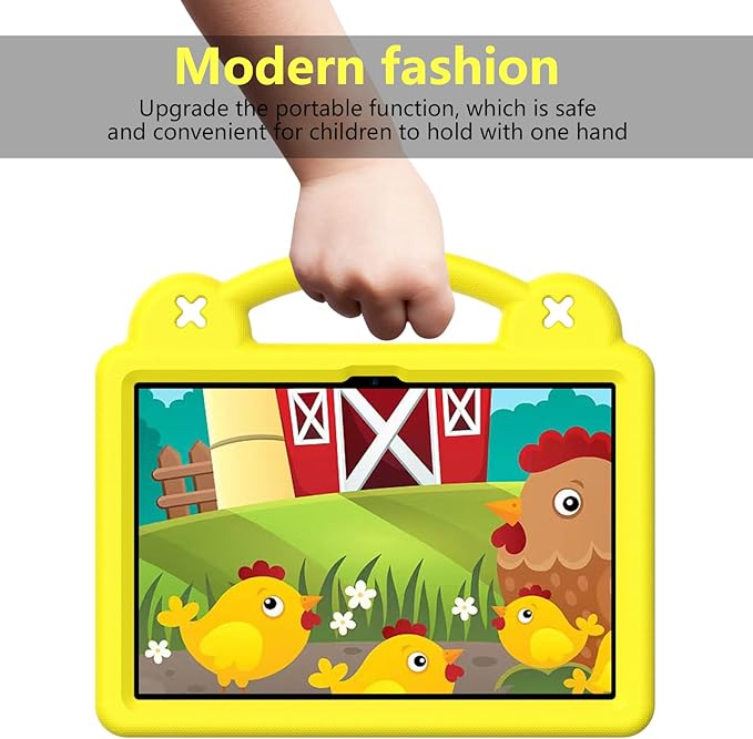 AKABEILA Compatible with Amazon Fire HD 8/HD 8 Plus (2020/2022)/Fire HD 8 2024 Tablet Case, Kids Friendly Universal Lightweight Shockproof Protective Case with Shoulder Strap & Stand Handle Yellow