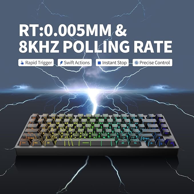 IROK MG75PRO 81 Keys Wired Magnetic Switch Mechanical Keyboard, Hall Effect, 8KHZ/ARGB/CNC Aluminum, Gasket Structure Gaming Keyboard(Black)