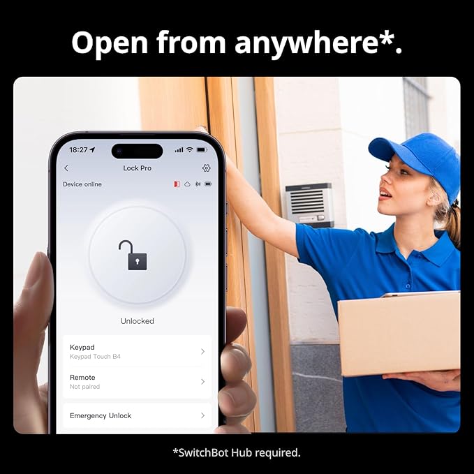 SwitchBot WiFi Smart Lock Pro + Hub Mini Matter, Keyless Entry Smart Deadbolt Retrofit for Existing Deadbolt, Install in Minutes, Matter Siri HomeKit/Apple Watch, Alexa Google IFTTT