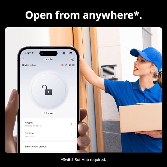 SwitchBot Smart Lock Pro Keyless Entry Door Lock, Smart Deadbolt Retrofit for Existing Deadbolt, No-Drill Install for Renters, Auto-Lock, Add Hub (Sold Separately) for Matter Siri, Alexa & Google